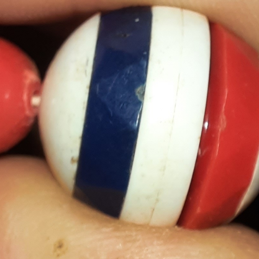 Beaded vintage necklace lot red white and blue 80s Signed - Picture 3 of 14